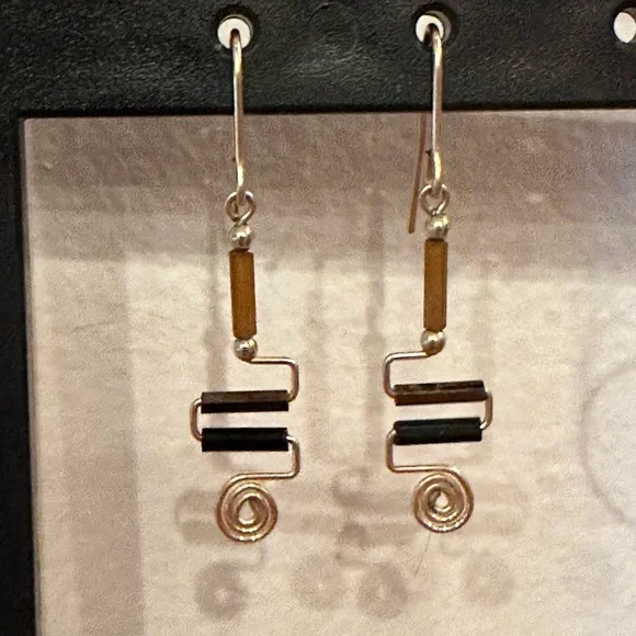 3/$35 Elongated Architectural designed Gold filled wire earrings - Picture 3 of 7